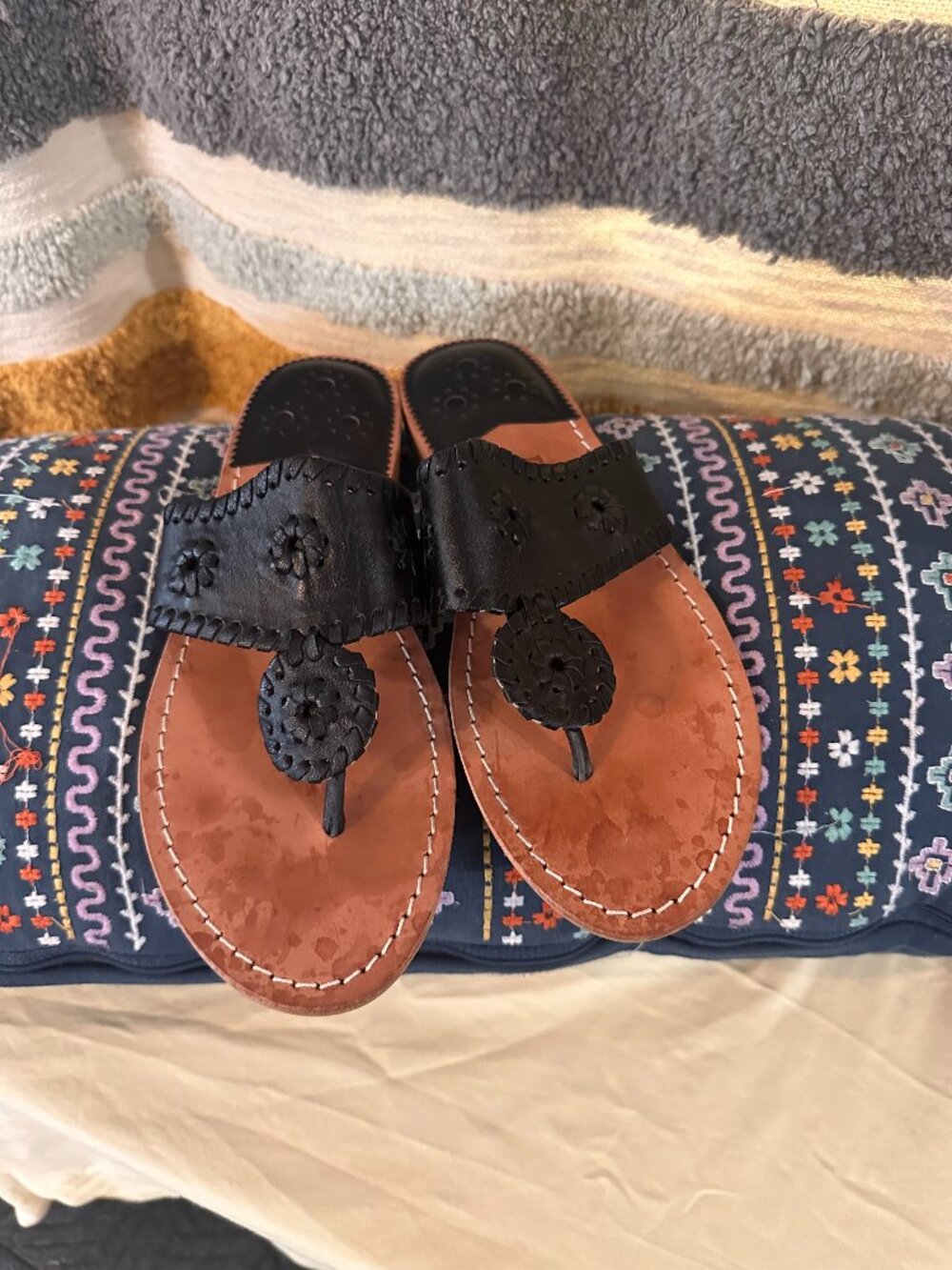 Jack Rogers Black and Tan Women's Sandals - Size 9M